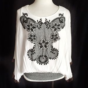 Democracy Embroidered Peasant Blouse